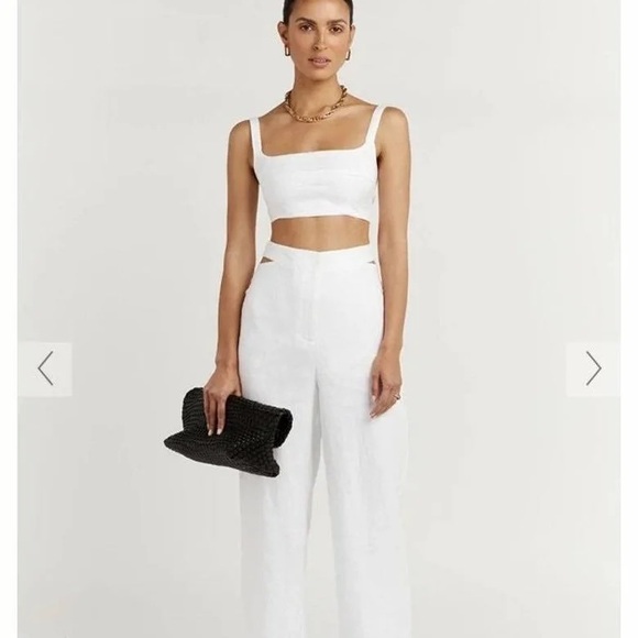 Dissh River White Linen Cut Out Pant - Picture 4 of 9